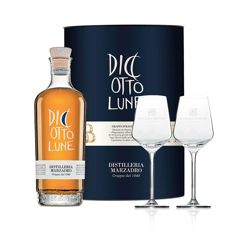 Marzadro Grappa Diciotto Lune   2 Bicchi