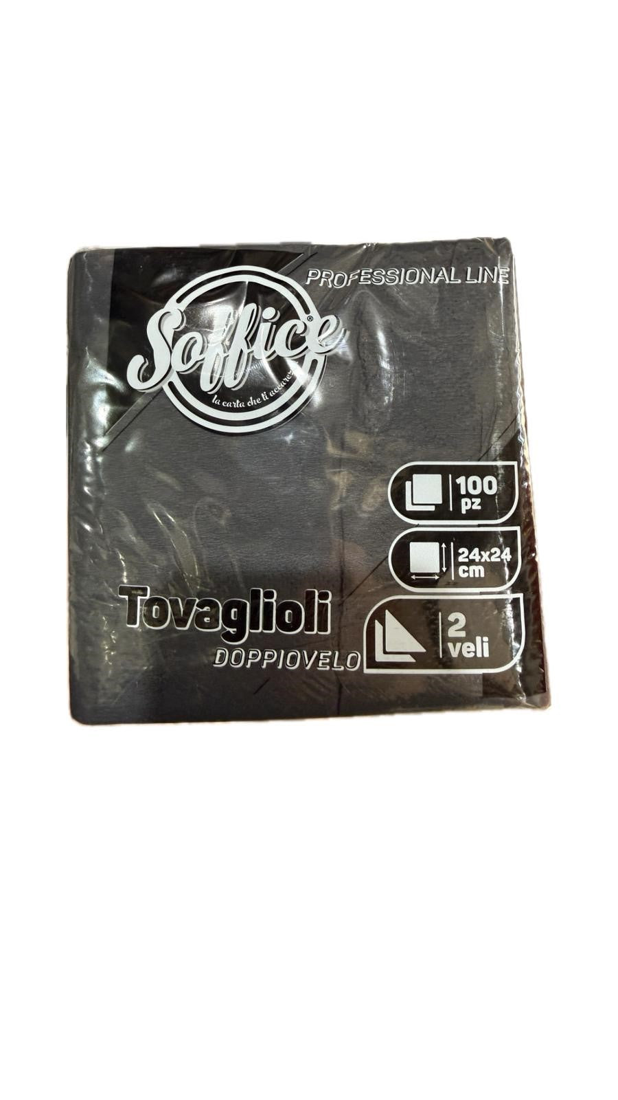 Soffice 24x24 Tovaglioli D V 100 Pz Nero