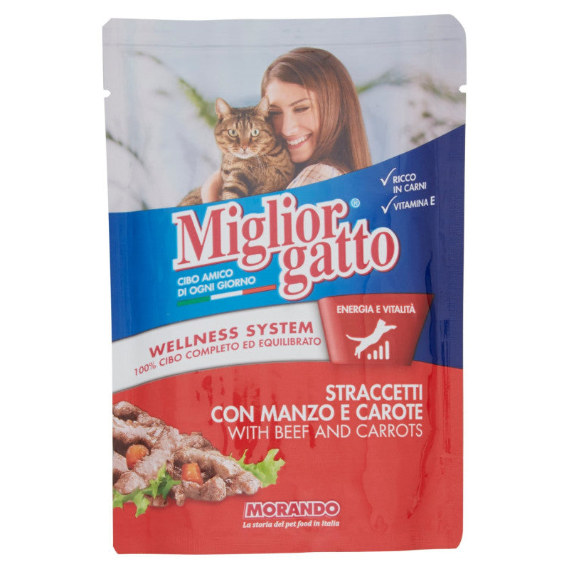 Migliorgatto Straccetti Manzo Carote Gr