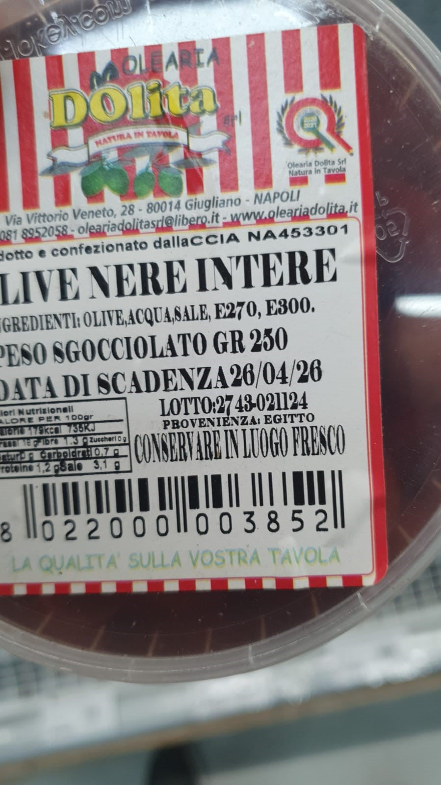 Dolita Secch Olive Nere Gr 250